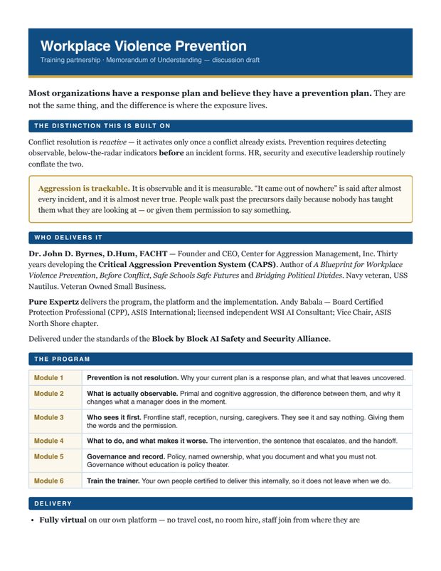 Workplace violence prevention MOU